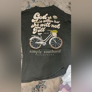 Simply Southern Charcoal Tee with Bicycle Design